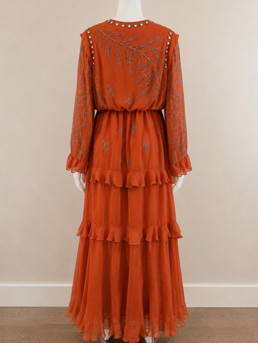 ASOS DESIGN Embellished Boho Maxi Dress Rust Orange NWT Size 10 - Picture 4 of 9